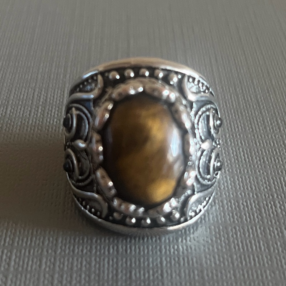 Tiger's Eye Stone Ring: Stainless Steel Vintage Style ring size 8🔥